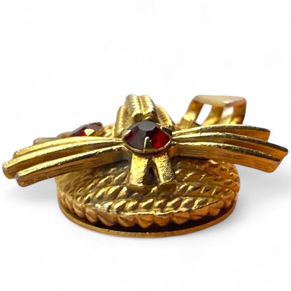 Vintage Sarah Coventry Winking Rabbit Bunny Brooch Pin Red Rhinestone Eye Signed - Picture 8 of 10